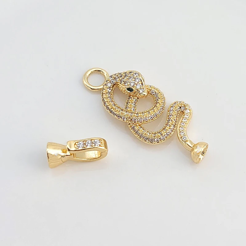 1 Piece Copper-Plated Zirconia Serpentine Universal Clasp DIY Beaded Bracelet Necklace End Cap Jewelry Making Material Accessory