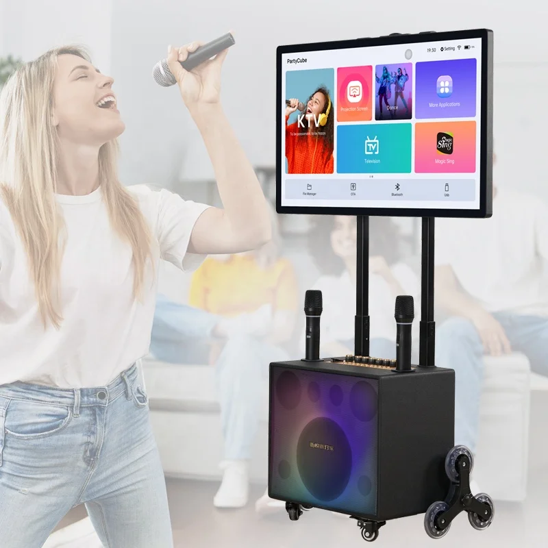 Hot selling Riotouch PartyCube 32 Pcap Touch Display with 110W High Voume Power Bank Outdoor Events Speakers