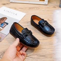 Mocasines de cuero genuino para niños pequeños, zapatos planos de lujo, informales, para boda