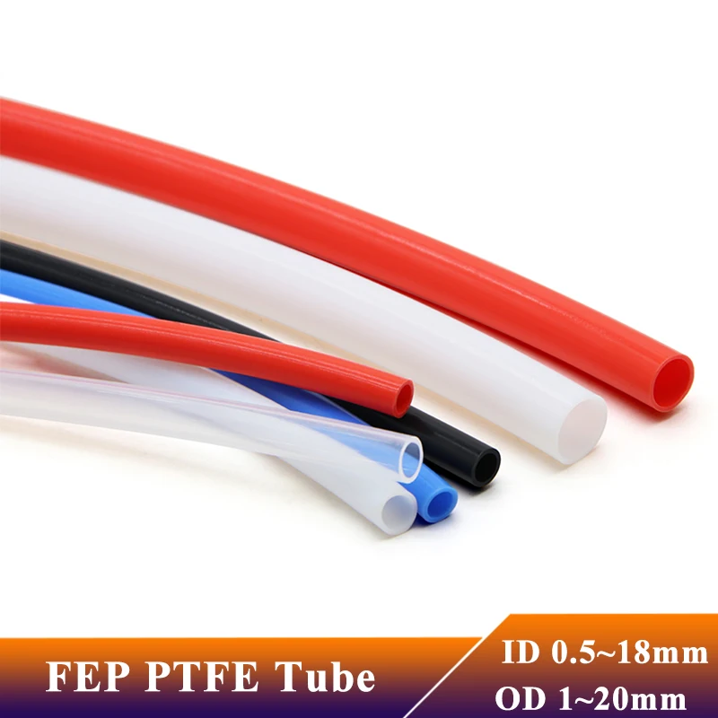 FEP PTFE Tube IDxOD 0.5 1 2 2.5 3 4 5 6 7 8 10 12 14 16 18 20 mm PTFE/F46 Insulated Rigid Pipes 600V For 3D Printer Parts Pipe