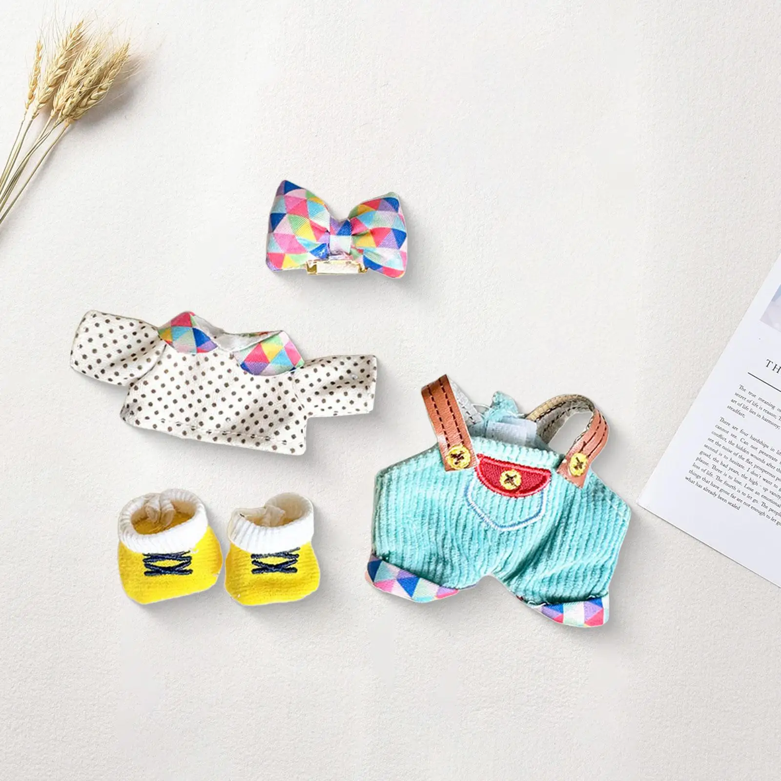 

Плюшевое кукольное платье на подтяжках с широкими штанинами и головным убором на 6,69 дюйма