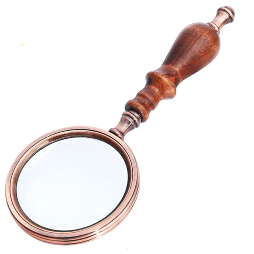 Ручная лупа с деревянной ручкой, винтажная лупа, портативная ретро-лупа с ручкой и подарочной коробкой