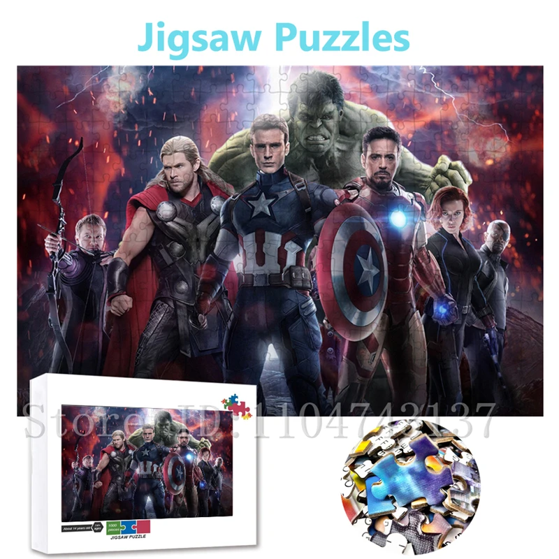 

108/300/500/1000 Pieces The Avengers Jigsaw Puzzles Marvel Superheros Puzzles for Family Interactive Game Handmade Toys