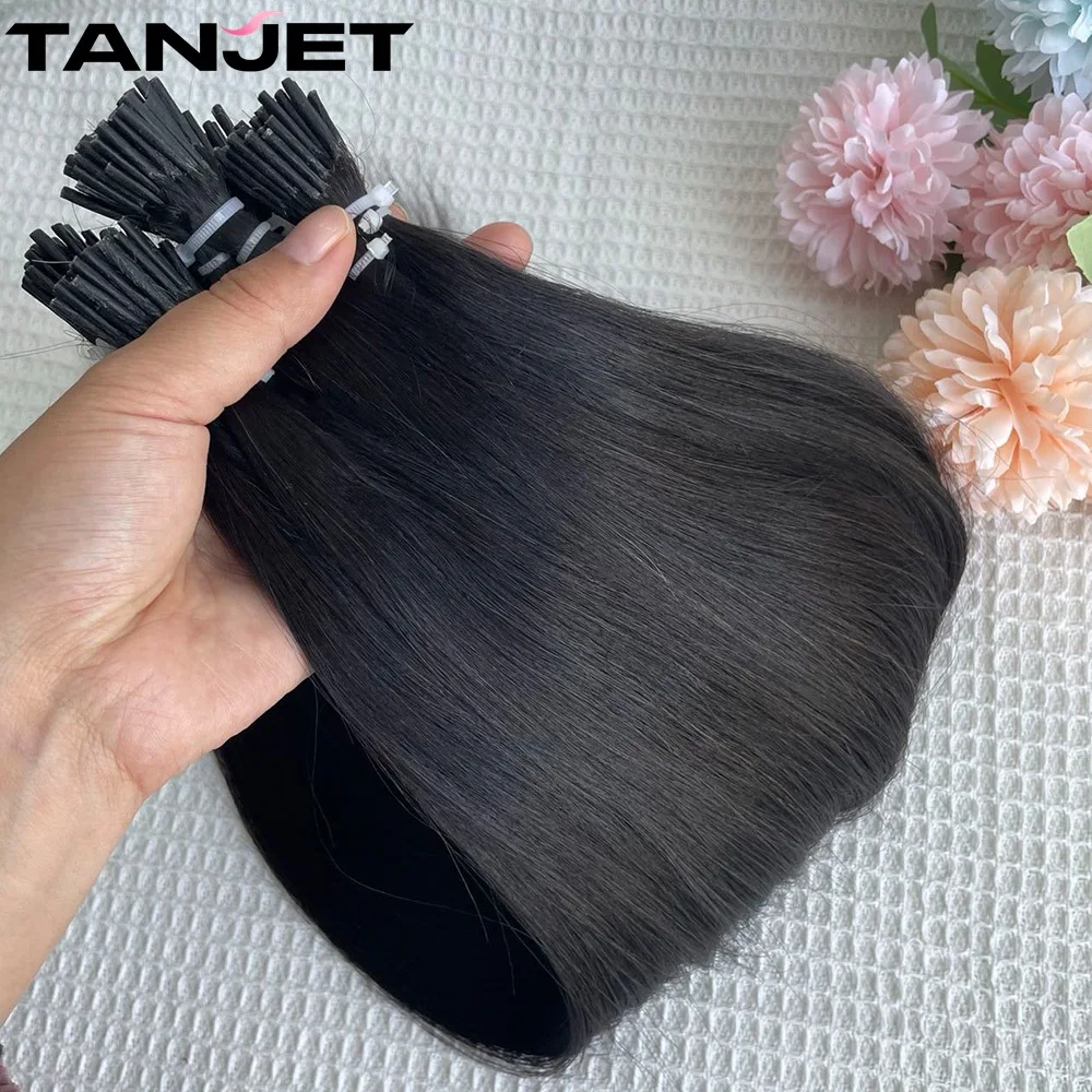 Yaki-extensiones de cabello Natural para mujeres negras, microanillo de pelo liso con punta I, cápsula de queratina italiana