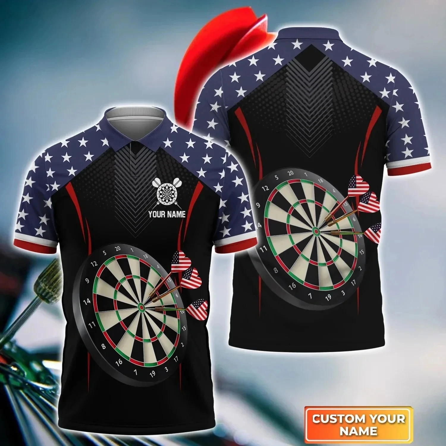 New custom name dart player 3D printed men's polo shirt unisex summer street casual sports short sleeved polo shirt top K004 image 6