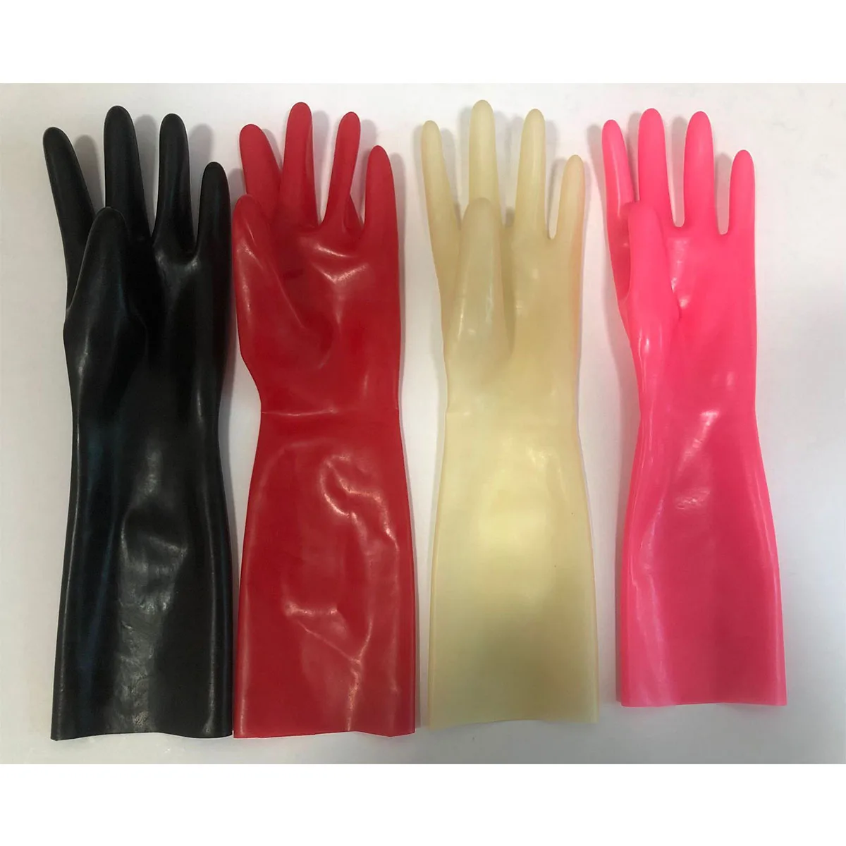 Guantes cortos de látex para hombre y mujer, manoplas sexys de 5 dedos, fetiche, disfraz de Cosplay, vestido con capucha de látex, 0,4mm