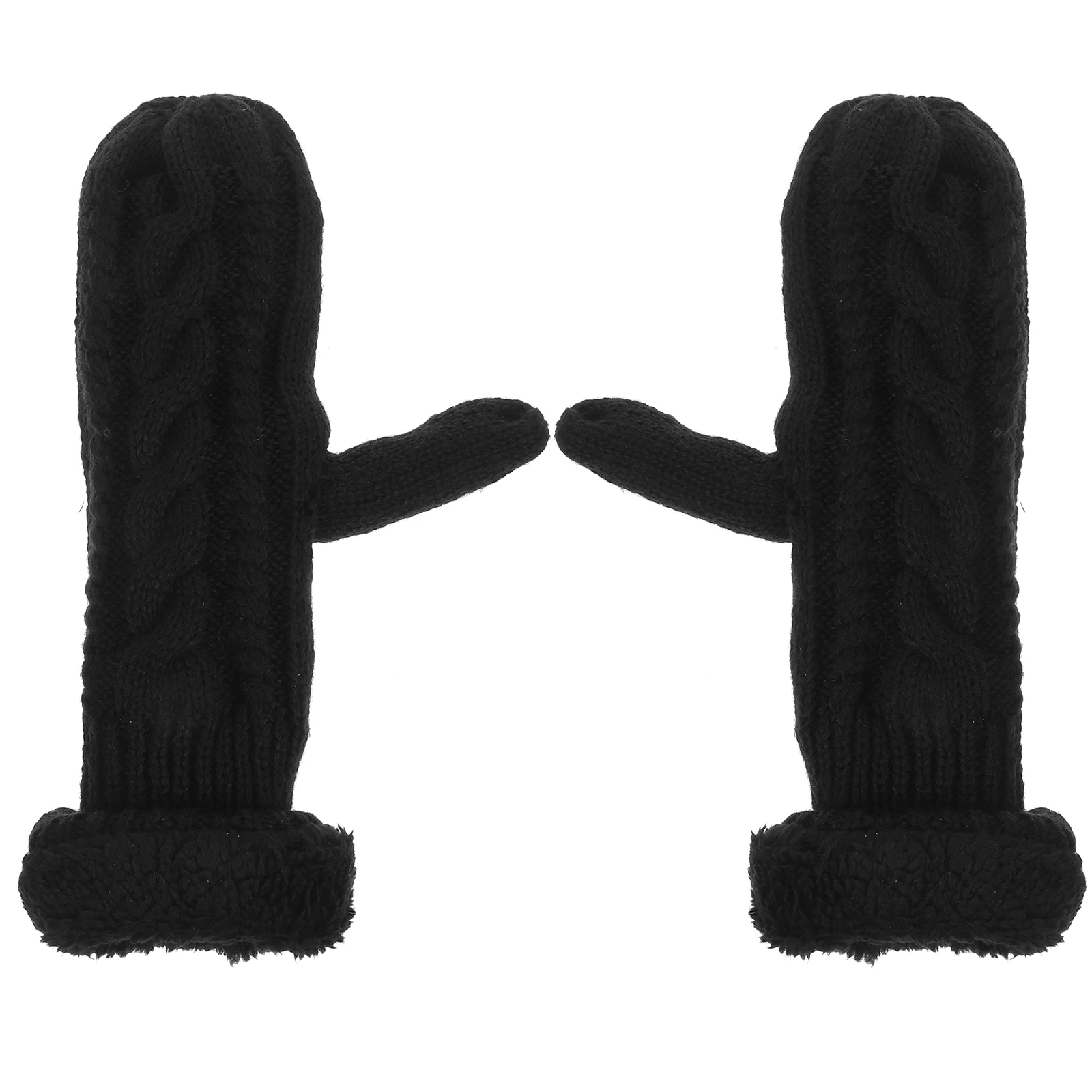 

Thickened Fleece Lined Warm Gloves Knit Winter Gloves For Adults Elastic Wrist Comfortable Outdoor Sport Gloves