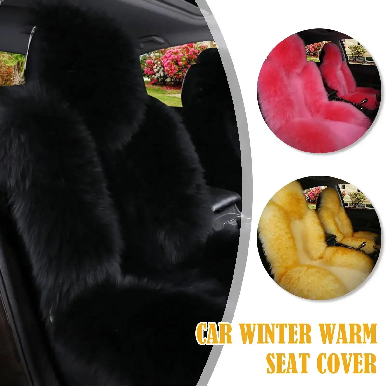 Car Winter Wool Warm Front Seat Cover Luxury  Fur Seat Cushion Auto Interior Accessories