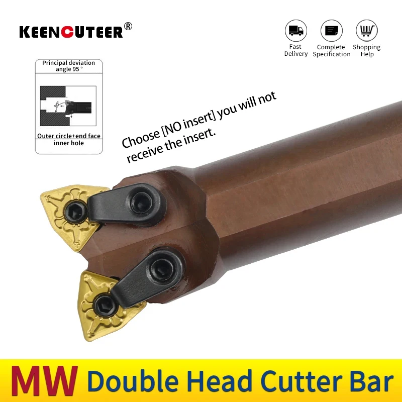 D16R-MW04R D20R-MW04L D25R-MW08H Spring steel Double head Internal Turning Tool Holder WNMG Inserts Lathe Bar CNC Cutting Tools
