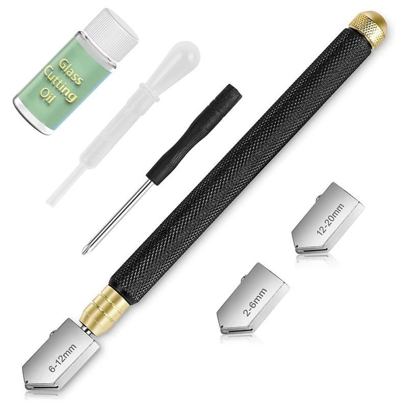 Cutter 2Mm-20Mm & Glass Cutting Oil, Upgrade Glass Cutting Tool With Automatic Oil Feed, Glass Cutter, Durable
