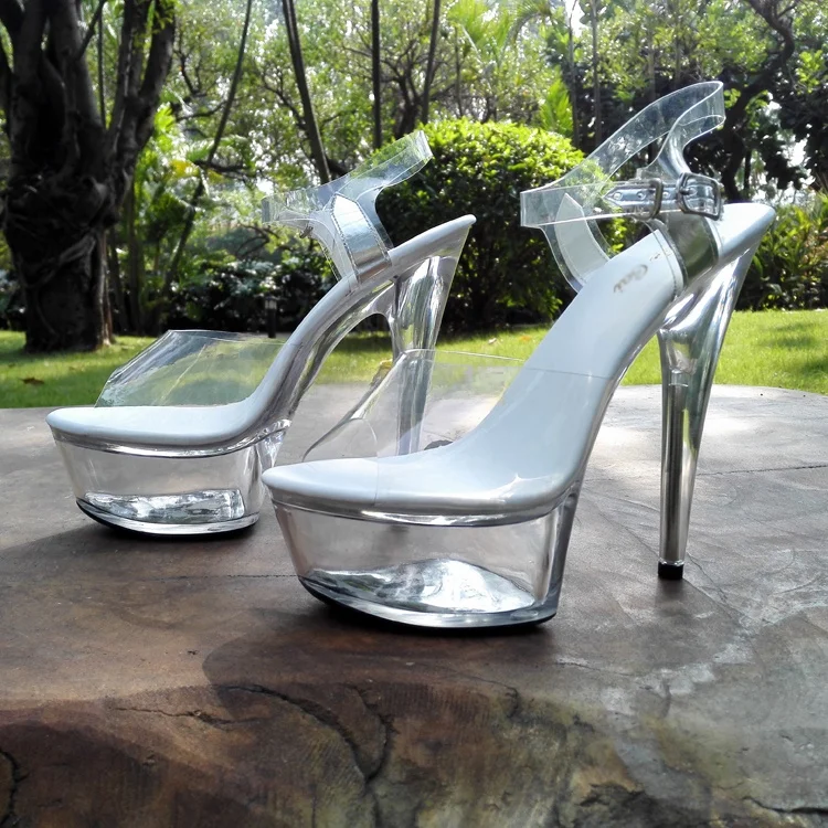 

High Heels Waterproof Platform Crystal Shoes Transparent Thin Heel Nightclub Performance Shoes Women's Fashion Show Shoes