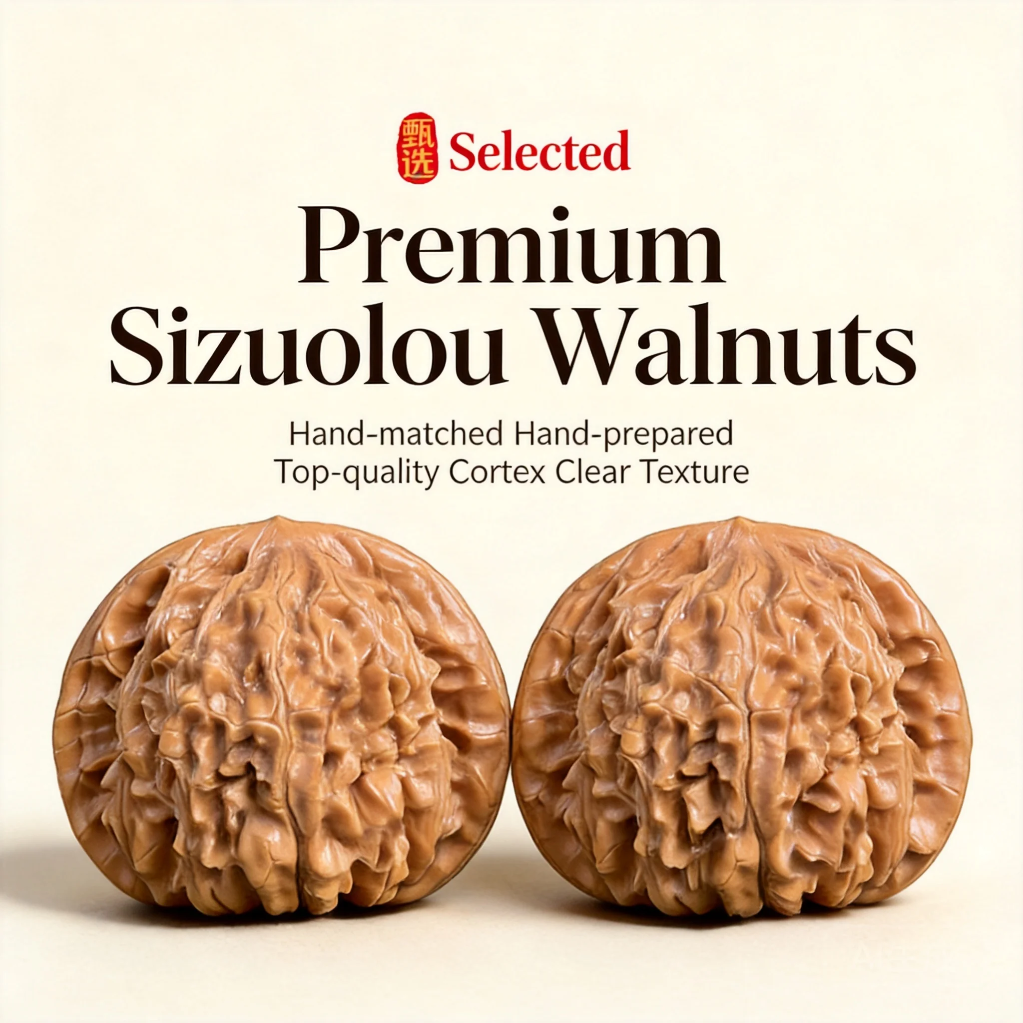 Chinese Style Auspicious Natural Wenwan Walnut Four Building Lion Head Pattern Hand Massage Fidget Toys Good Luck Stress Relief