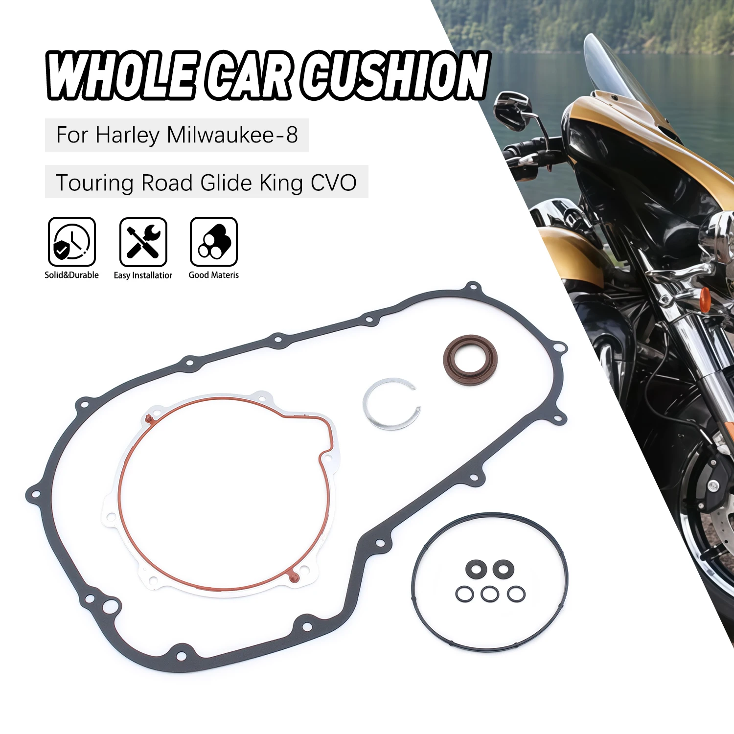 

Accessories Moto For Harley Milwaukee-8 Touring Road Glide King CVO 2017 2018 2019 2020 Clutch Primary Cover Gasket Kit