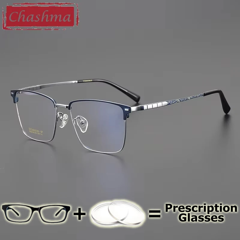 

Chashma Prescription Glasses Men Pure Titanium Eyeglasses Frames Reading Myopia Blue Light Block Recipe Lens Elegant Spectacles