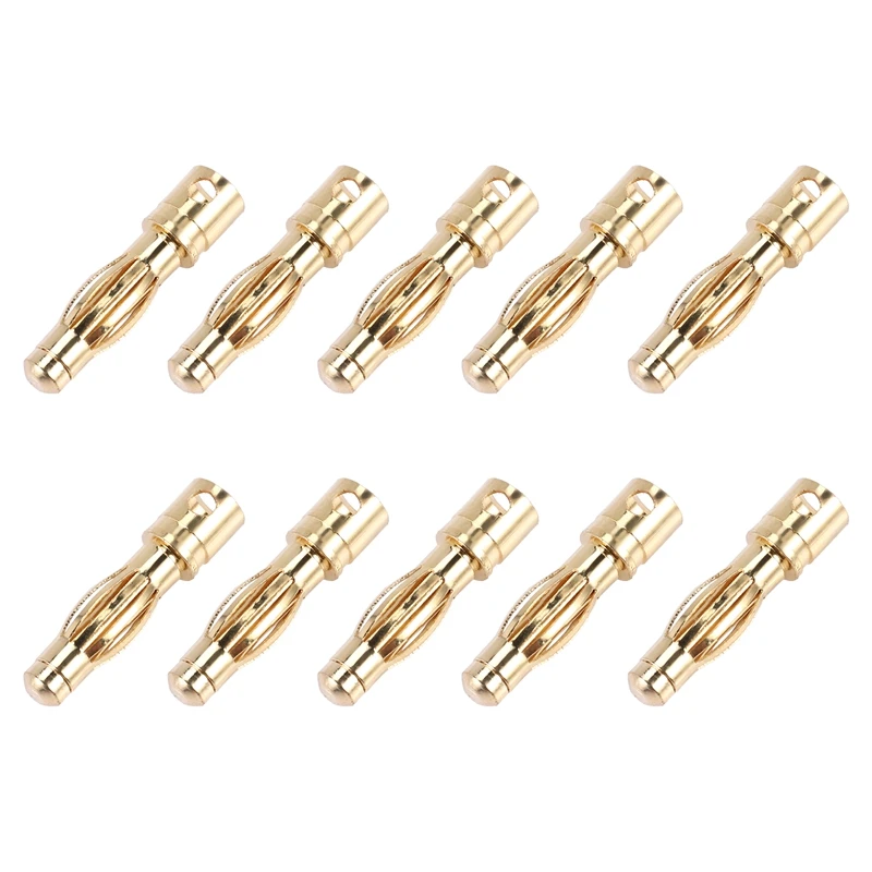 Supernew 10PCS Gold Tone 4mm Male Banana Plug Bullet Connector Replacements