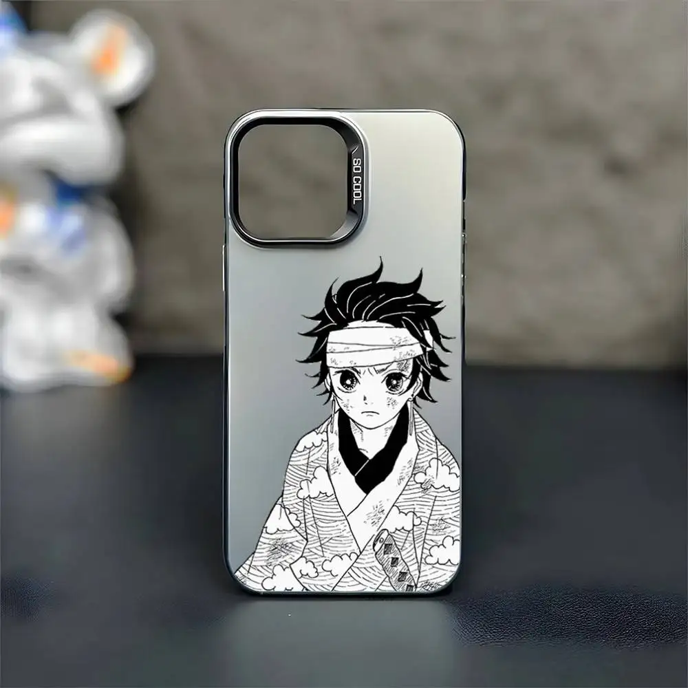 Etui na telefon Tanjiro Demon Slayer do iPhone'a 16, 15, 14, 13, 12, 11, Mini, Pro, MAX, czarne, matowe, odporne na wstrząsy.