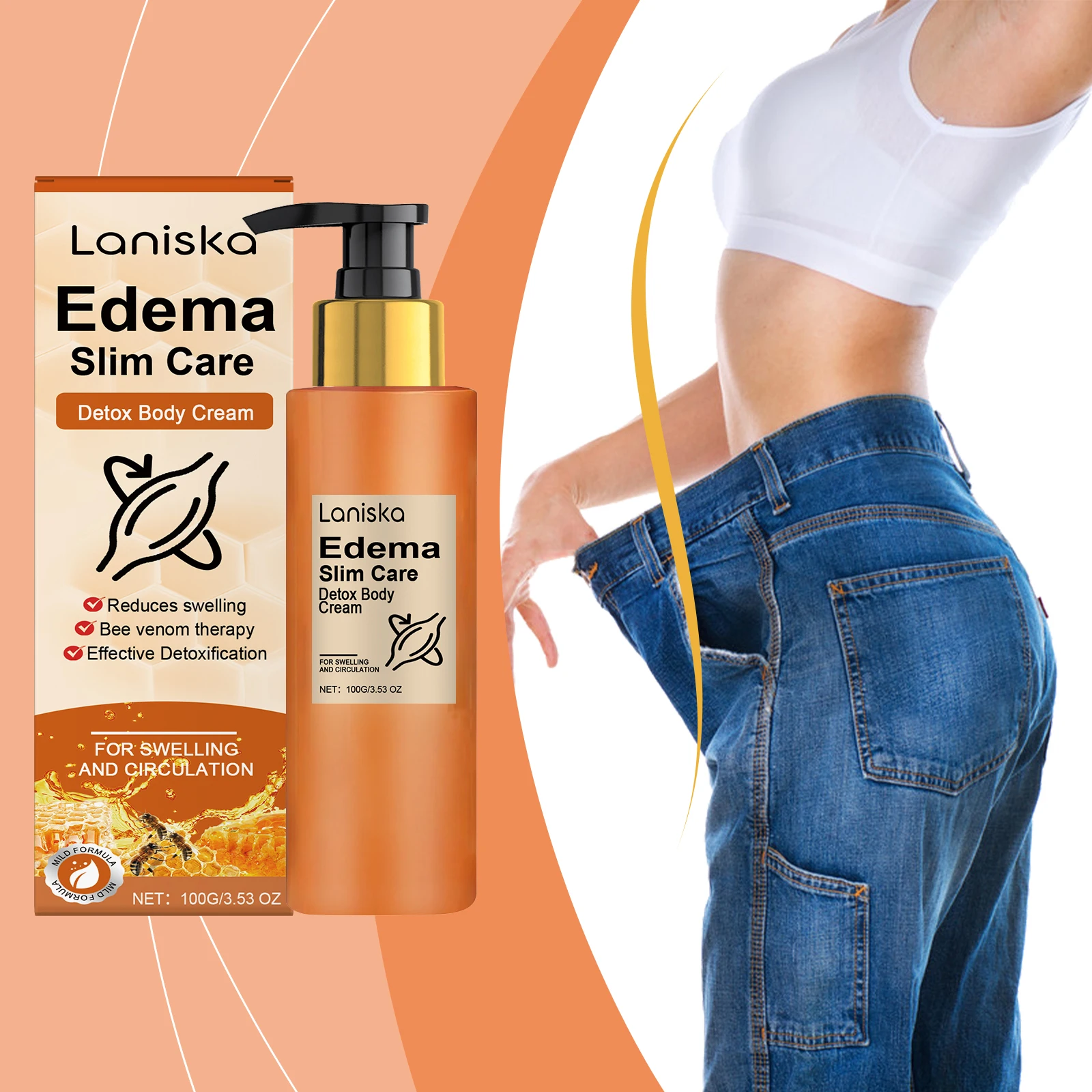 슬림 케어 디톡스 바디 크림 - 벌독 치료가 포함된 붓기 방지 및 순환 촉진 크림