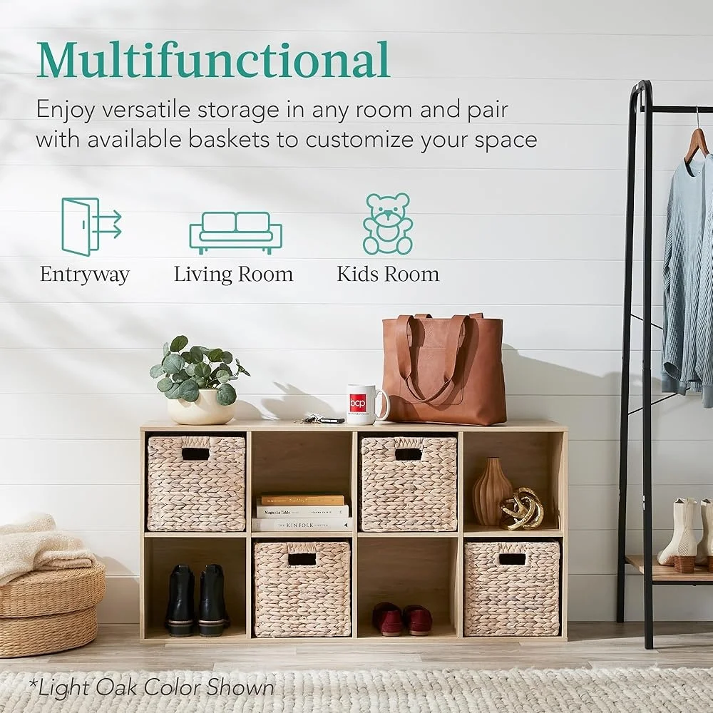 8-Cube Storage Organizer Shelf Customizable Display Shelf Sturdy Media Stand Easy Assembly Bookcase with Removable Back Panels