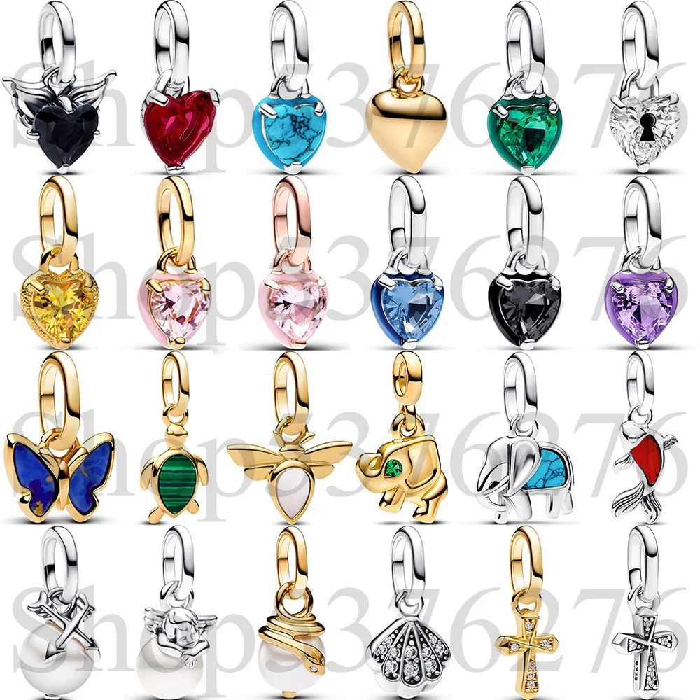 925 Silver Bead Me Chakra Heart Turtle Bee Fish Mini Dangle Charm For Fashion Women Me Series Bracelet Necklace Gift DIY Jewelry