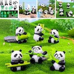 Panda Figurines Miniature Fairy Garden Accessories Decoration for Car Center Console Car Interior Ornaments Dollhouse Home Decor