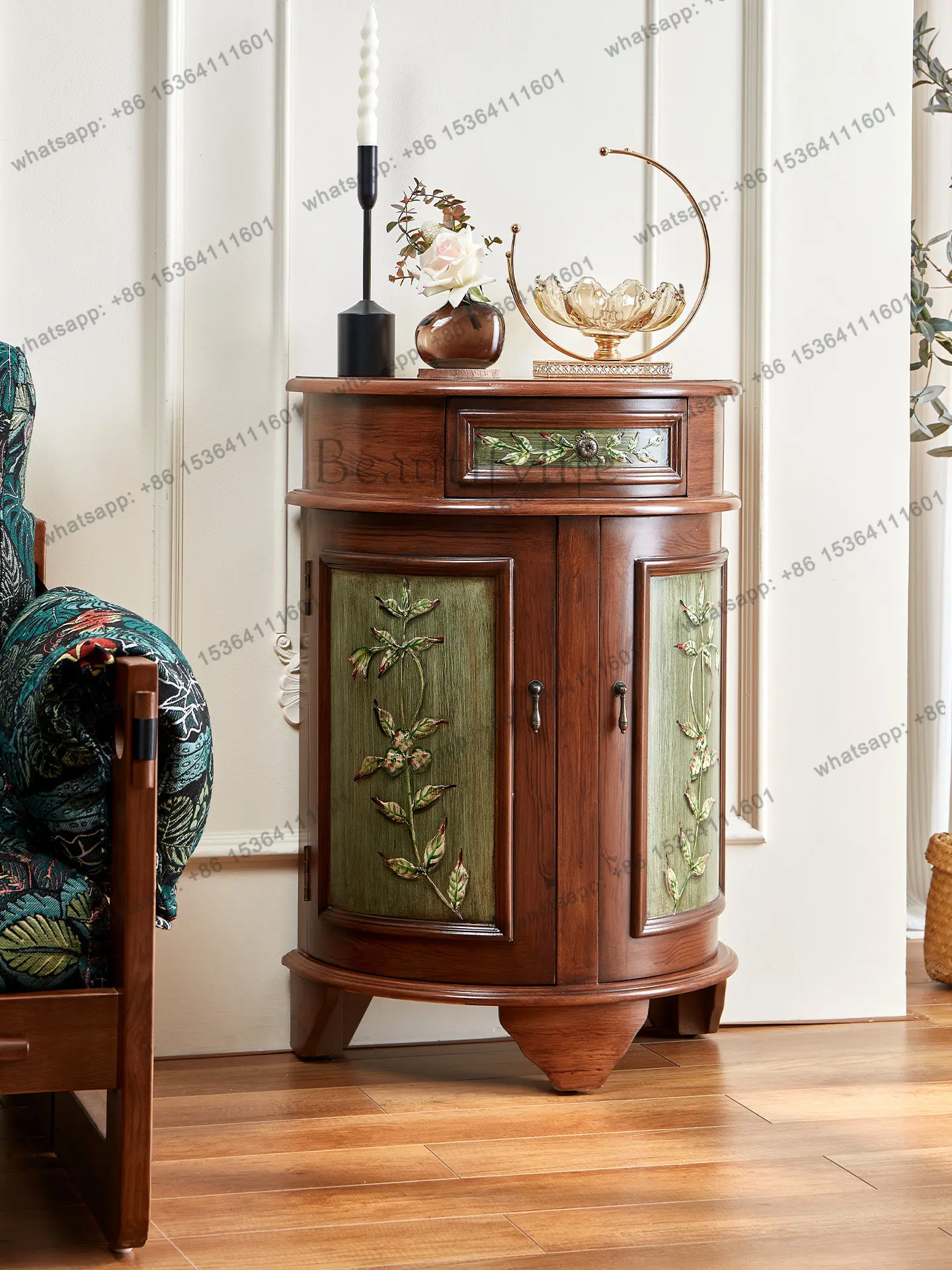 

American retro entrance cabinet, living room against the wall, entrance hall decorative cabinet