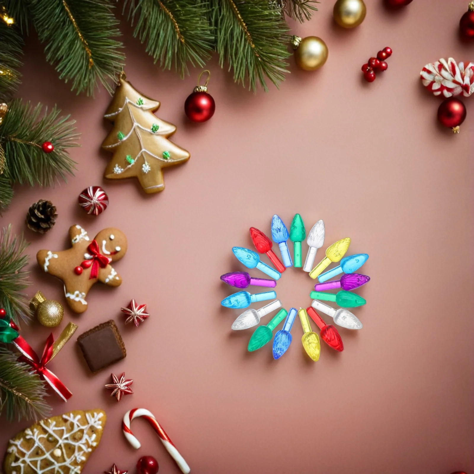 

210Pcs Ceramic Christmas Tree Mini Twist Bulbs Plastic Replacement Multi Color Lights Holiday Decoration Ornaments