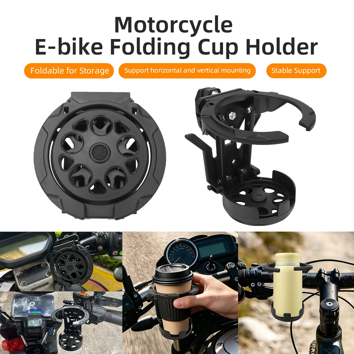 Motorcycle Foldable Water Cup Bracket Adjustable Handlebar Water Bottle Holder Accessories For Electric Bicycle Sport Cycling