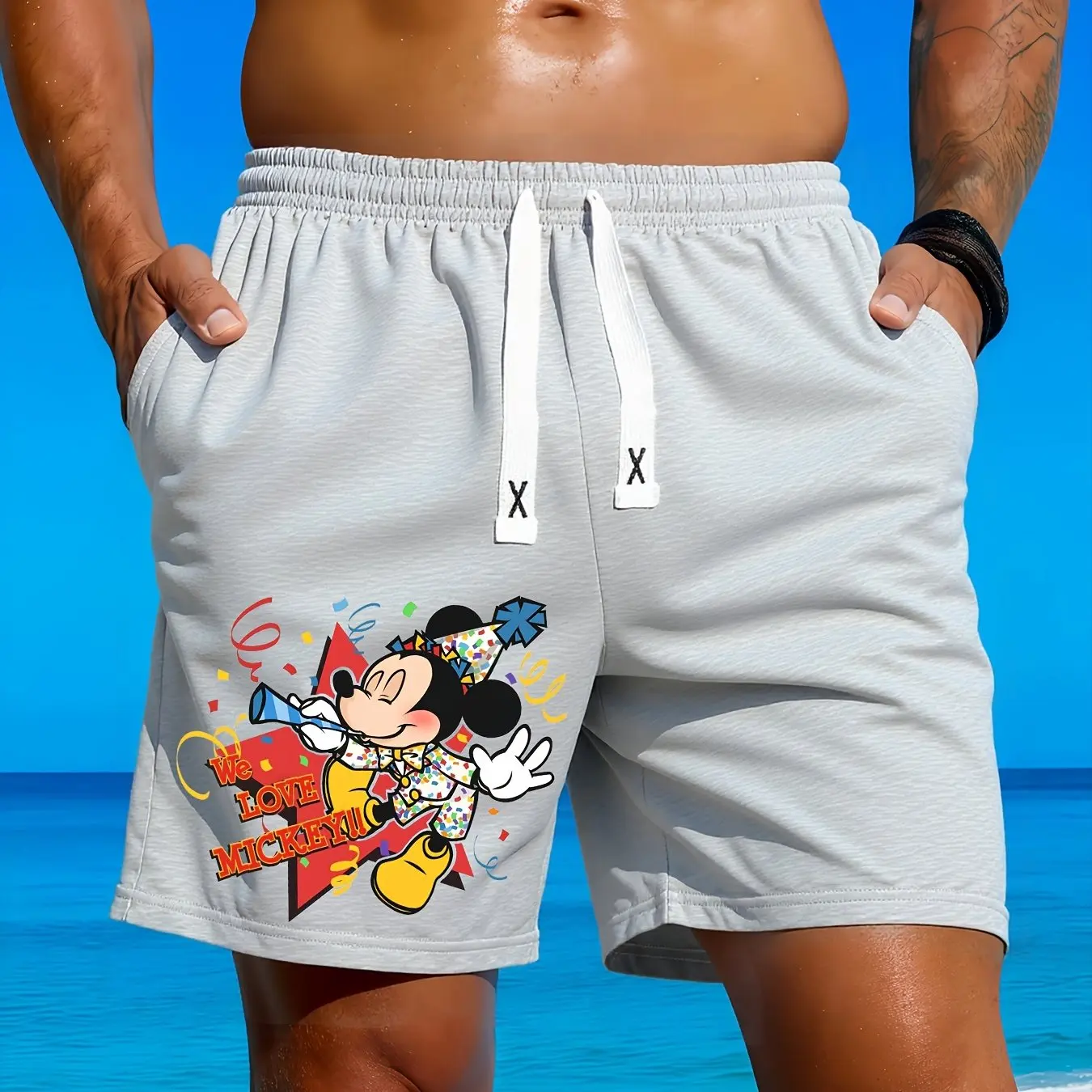 شورت كاجوال قطني فضفاض للجنسين من سلسلة ميكي الجديدة لصيف 2025 بمقاس كبير
