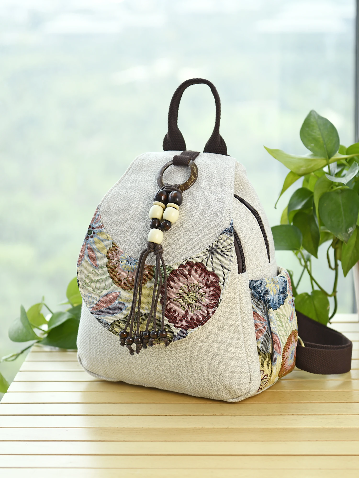Faionable Large Capaci Casual Travel Women's Bapa Double oulder Ethnic Sle Bapa Soft Canvas Strap Travel Bag