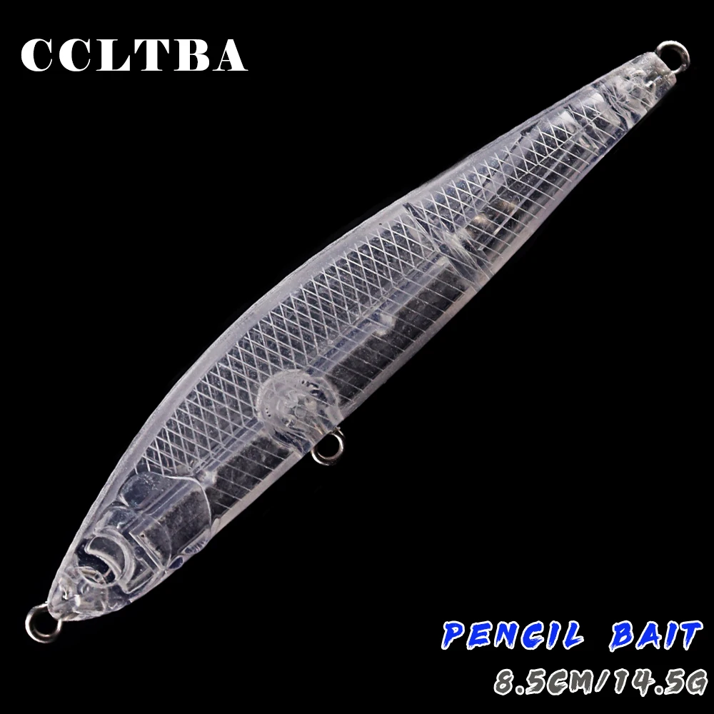 CCLTBA 20PCS/LOT Long Casting Unpainted Pencil Artificial Hard Baits Blank 8.5cm 14.5g Sinking Fishing Lures Wobble DIY Bait