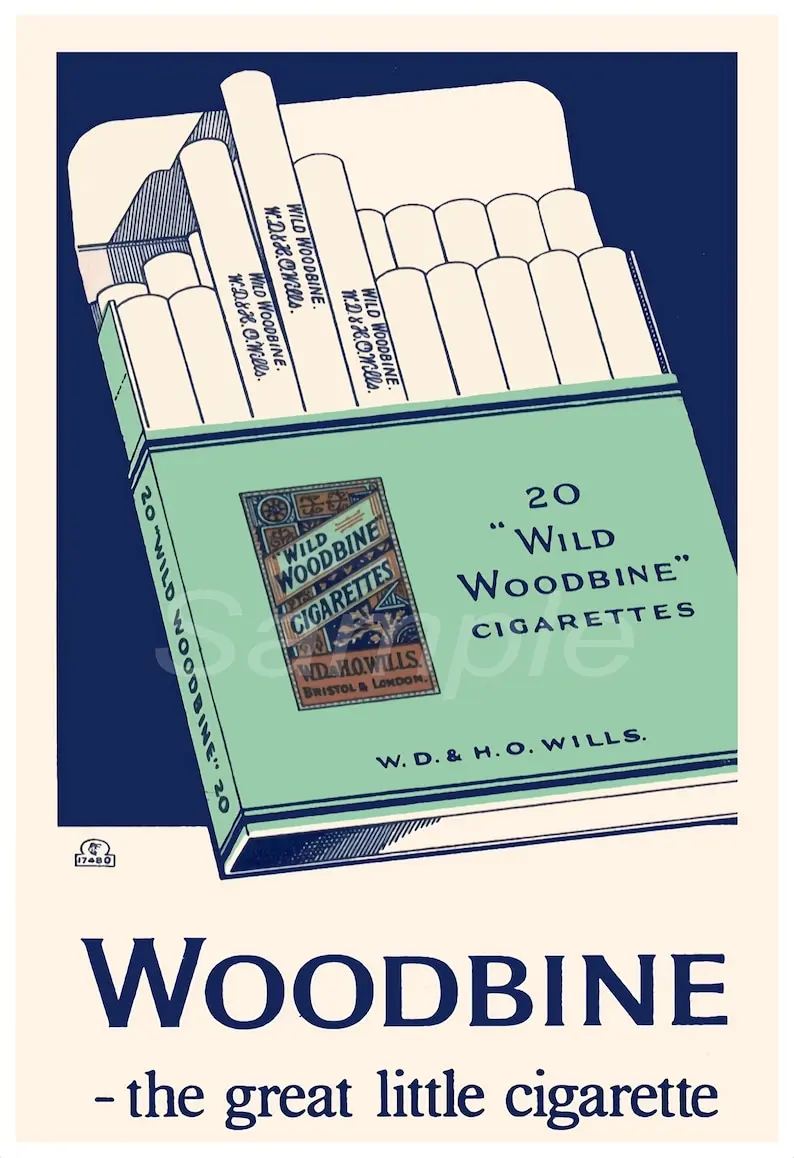 

Vintage Woodbine Cigarettes Advertising Poster Print