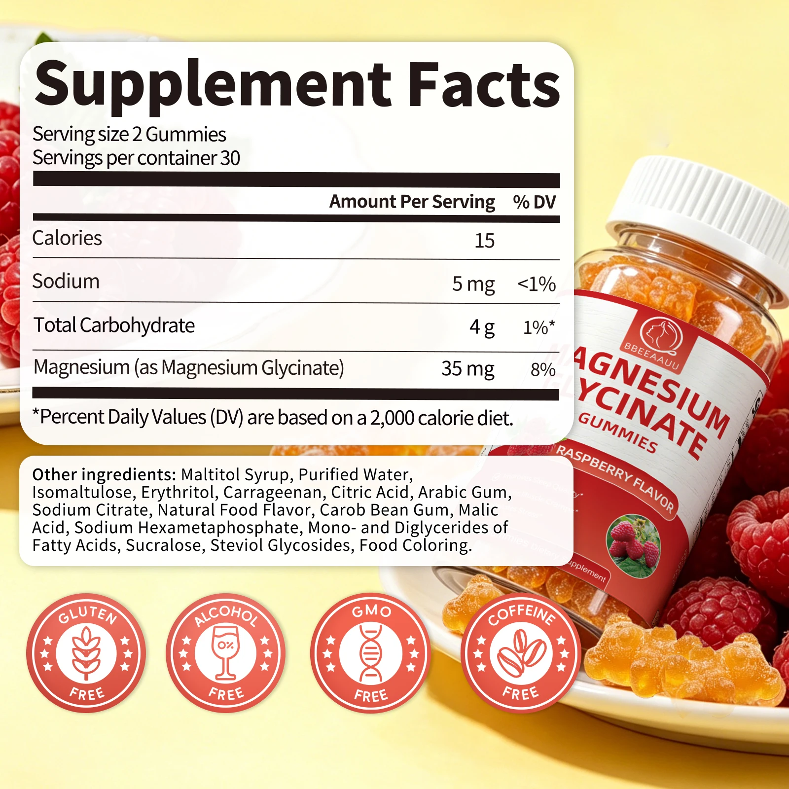 BBEEAAUU Magnesium & Melatonin - Melatonin Sleep Gummy recension och pris