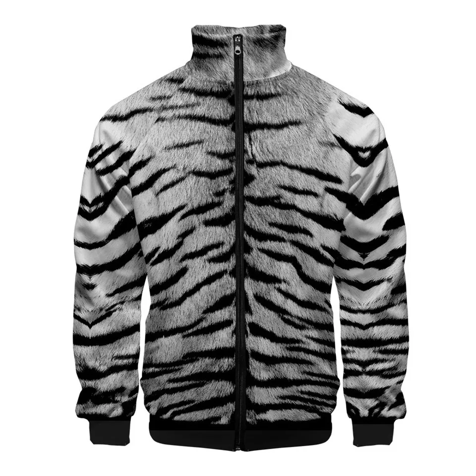 Chaqueta con estampado 3D de piel de serpiente para hombre, chaqueta de invierno de manga larga, cuello alto, ropa con cremallera, sudadera con textura Animal de gran tamaño