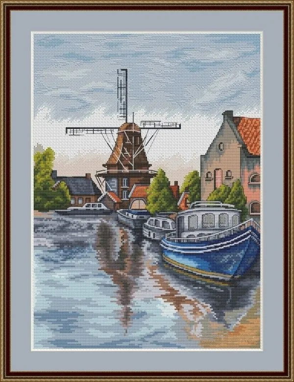 

The Berth Seaside Boat Scene Sewing kit 18CT 14CT Unprinted Cross Stitch Kits Embroidery Art DIY Handmade Needlework Home Decor