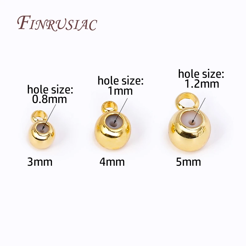 18K Gold Plated Positioning Beads For Chain 3/4/5mm Round \