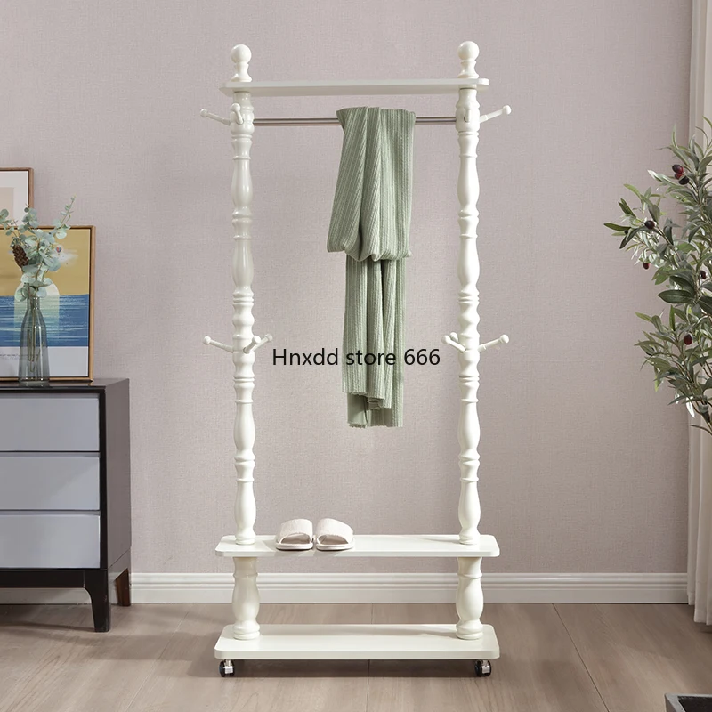 Coat rack Floor-to-ceiling bedroom double-layer rack Household clothes hanger Removable hanger