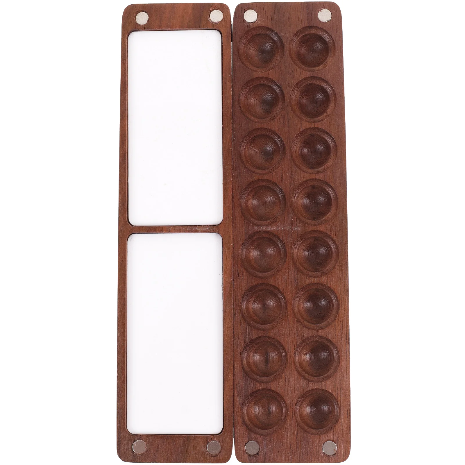 수채화 물감 상자 칸막이가 있는 나무 팔레트 뚜껑이 있는 견고한 휴대용 혼합 트레이 학생 예술가 전문가용 페인트