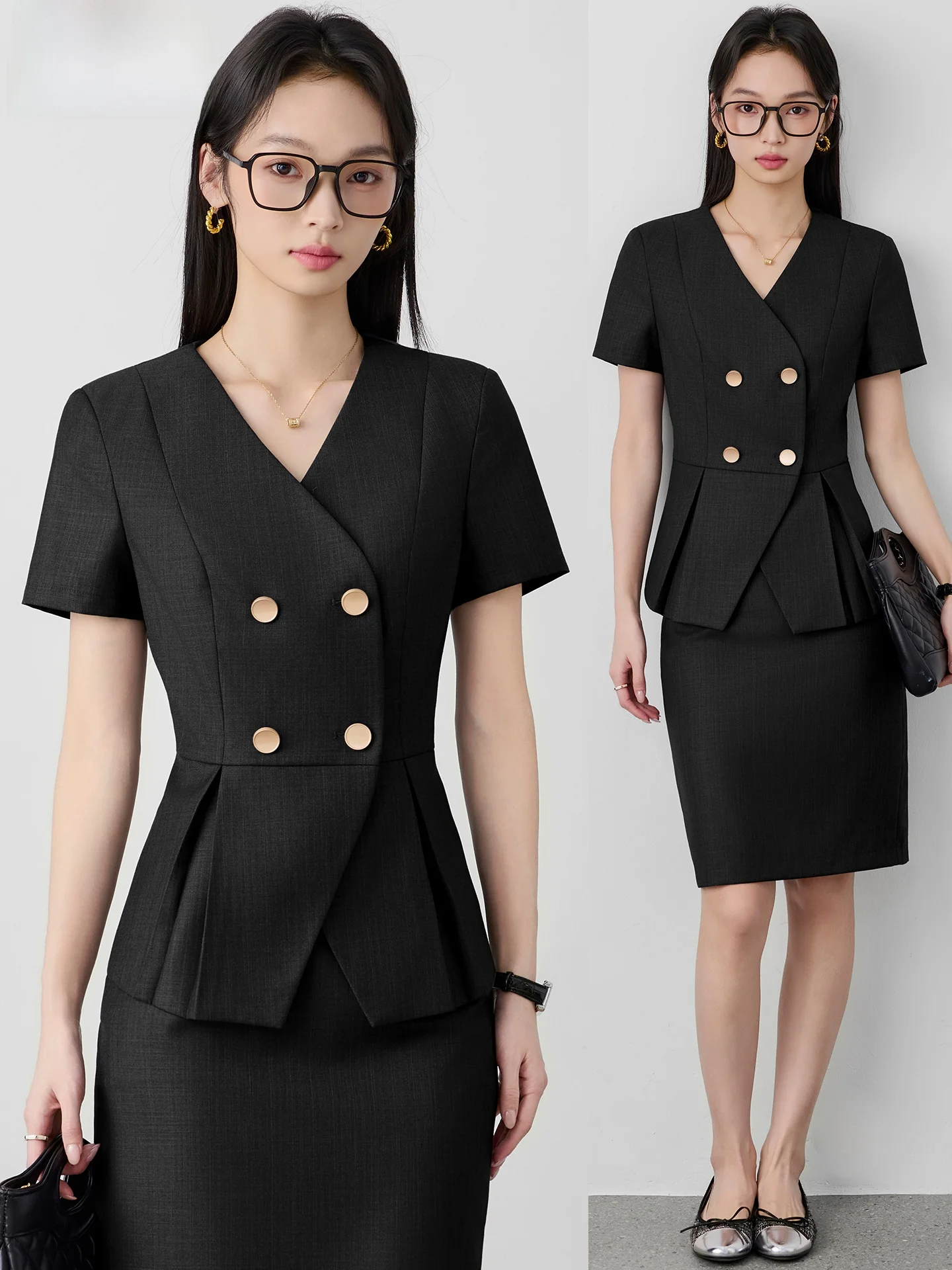 

ort Sve Suit Set Women's Summer Jewelry Store Work orm High End Hotel Front Desk Profional Skirt Workwear