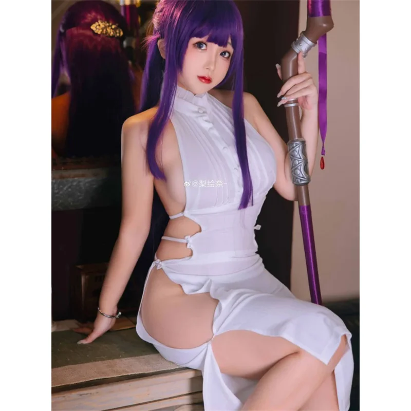 

Anime Cosplay Frieren At The Funeral Fern Cosplay Costumes Fern Halloween Costumes for Women Fern Sexy White Knit Elastic Dress