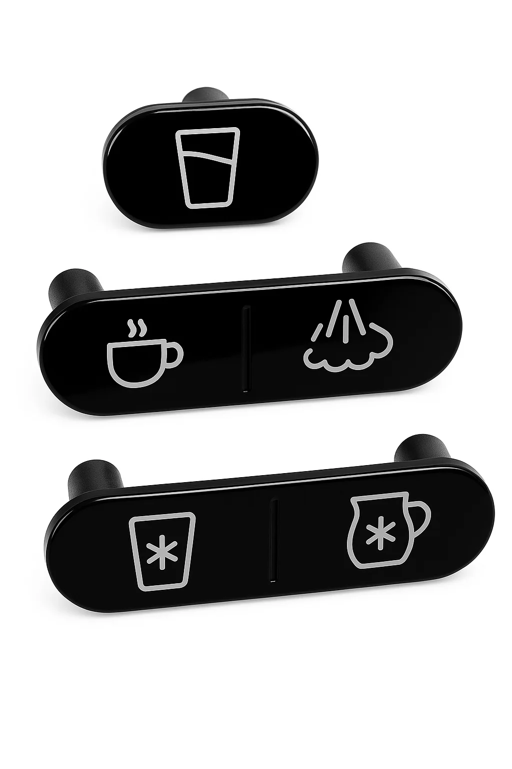 Black button set for Virgin Pure T7, Primo, Strauss T7, Tana Bar, Ikija M7, Tami 4 Systemtenik, compatible.