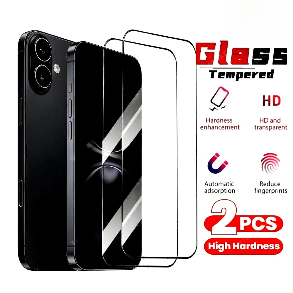 

2Pcs Full Cover Ultra HD Screen Protector for iPhone 17 16 15 14 Pro Max Air 13 12 11 Pro 16 15 Plus Anti-Scratch Tempered Glass