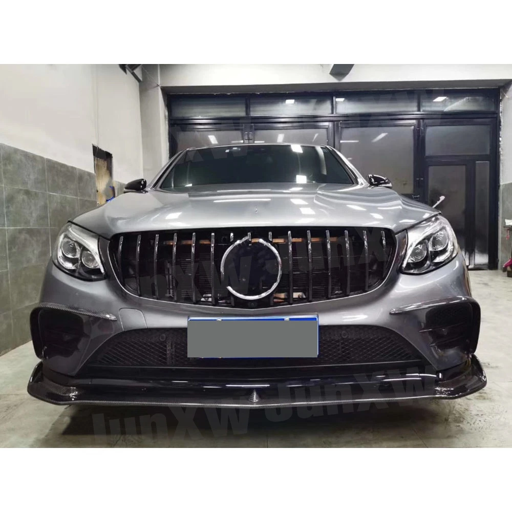 Carbon Fiber / FRP Front Lip Spoiler for Benz GLC Class W253 GLC63 2014-2018 Head Bumper Chin Guard Car Styling Decoration