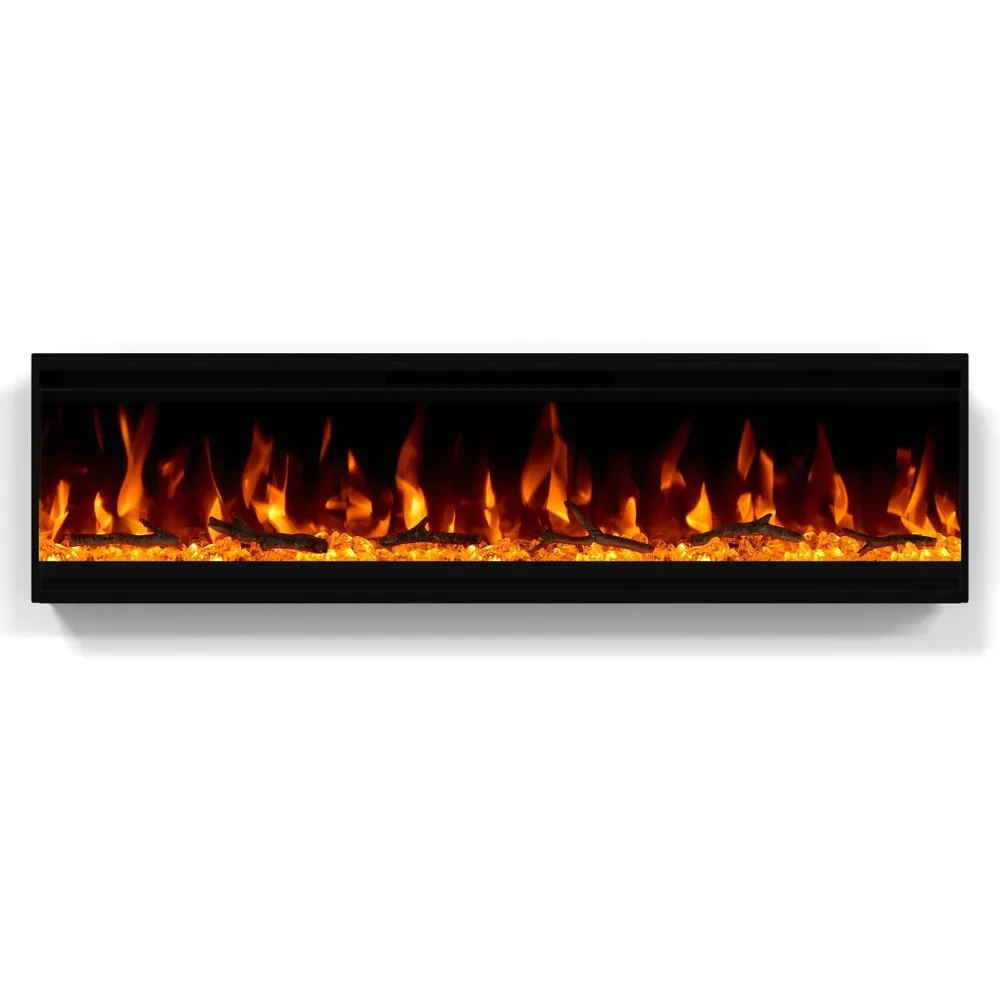 

40 inch Electric Fireplace, 4.3 Ultra-Thin Electric Fireplace Inserts, Ultra-Narrow Frame, Wall Mounted and Recessed Fireplace,