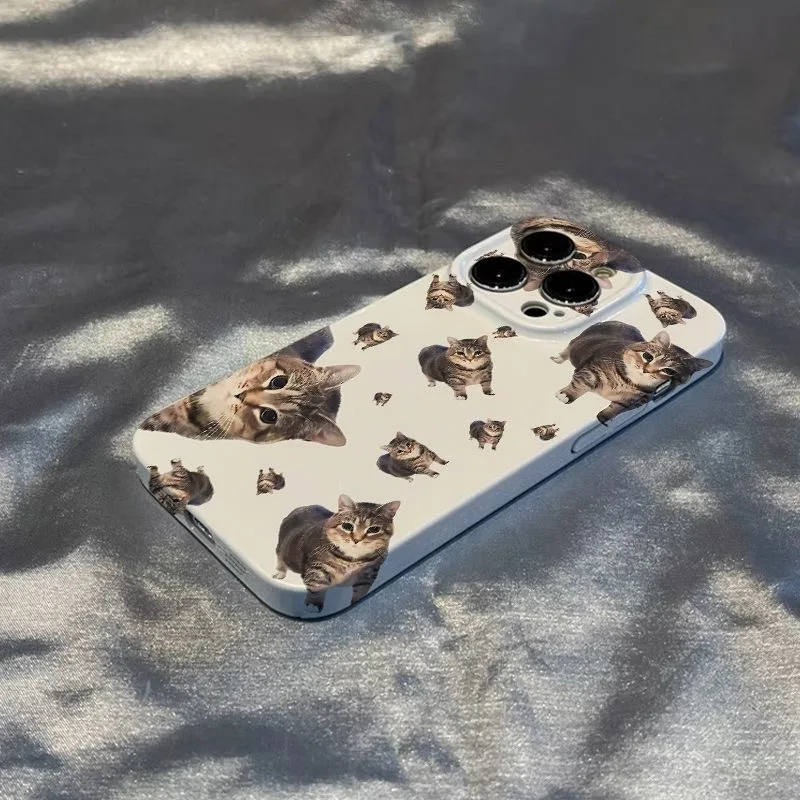 เกาหลีINSน่ารักแมวเต็มหน้าจอเลนส์ป้องกันกรณีโทรศัพท์น่ารักสําหรับiPhone 16 15 14 11 12 13 Pro Max Plusปกหลัง
