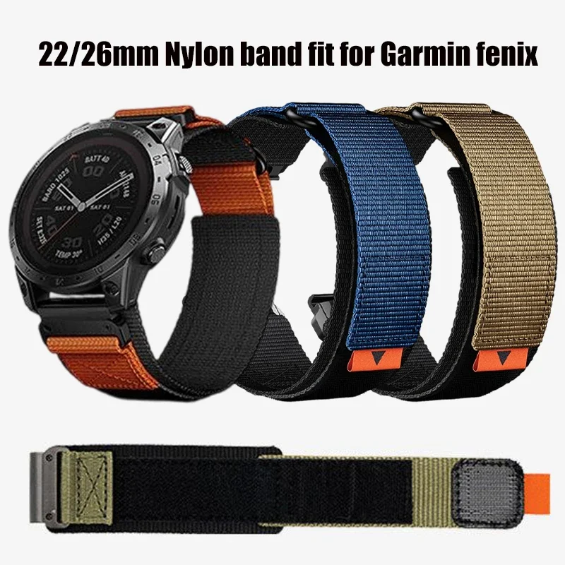 

Нейлоновый ремешок 22 26 мм для GARMIN FENIX8 8X PRO 7 7X сменный быстросъемный тканый ремешок для спортивного ремешка Fenix 3 3HR Instinct