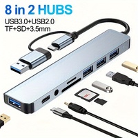 8in 1 dock a USB hub, USB C port, USB3.0/2.0, RJ45 PD 87W SD/TF splitter reader for Type C mobile phones, tablets, and computers
