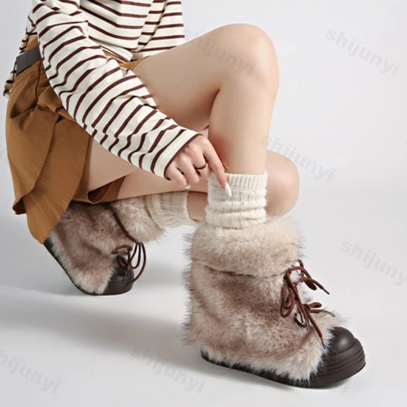المرأة أحذية الثلوج 2025 الخريف الشتاء موضة جديدة القوس عقدة الراحة أحذية دافئة في الهواء الطلق عدم الانزلاق أفخم رشاقته الاتجاه حذاء كاجوال #3