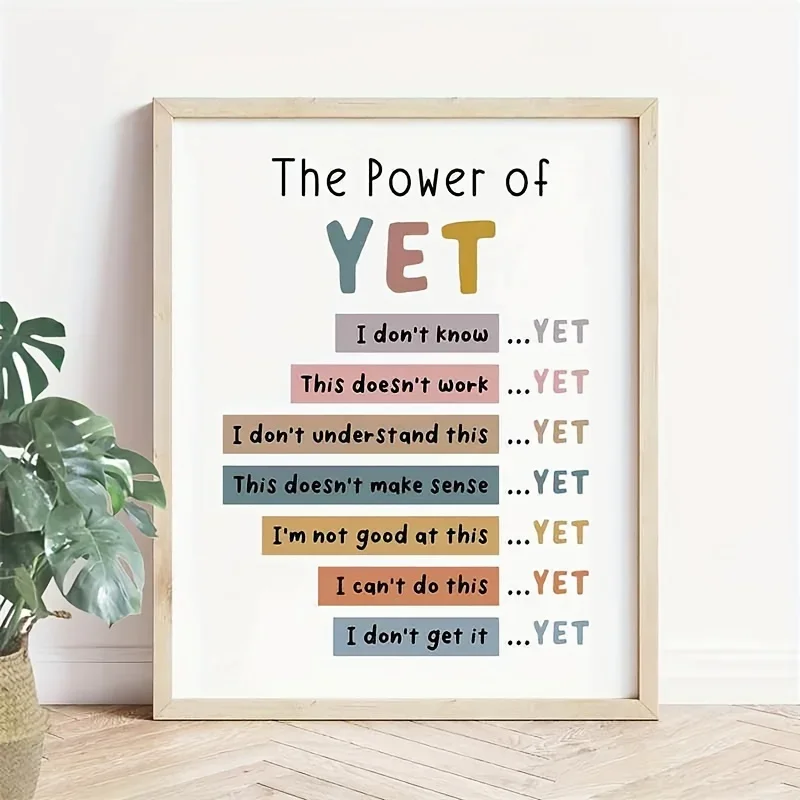 Vintage Power Of Yet Typographic Therapy Office Decor Poster Room Wall Decor Boho Classroom Growth Mindset Mental Health Poster