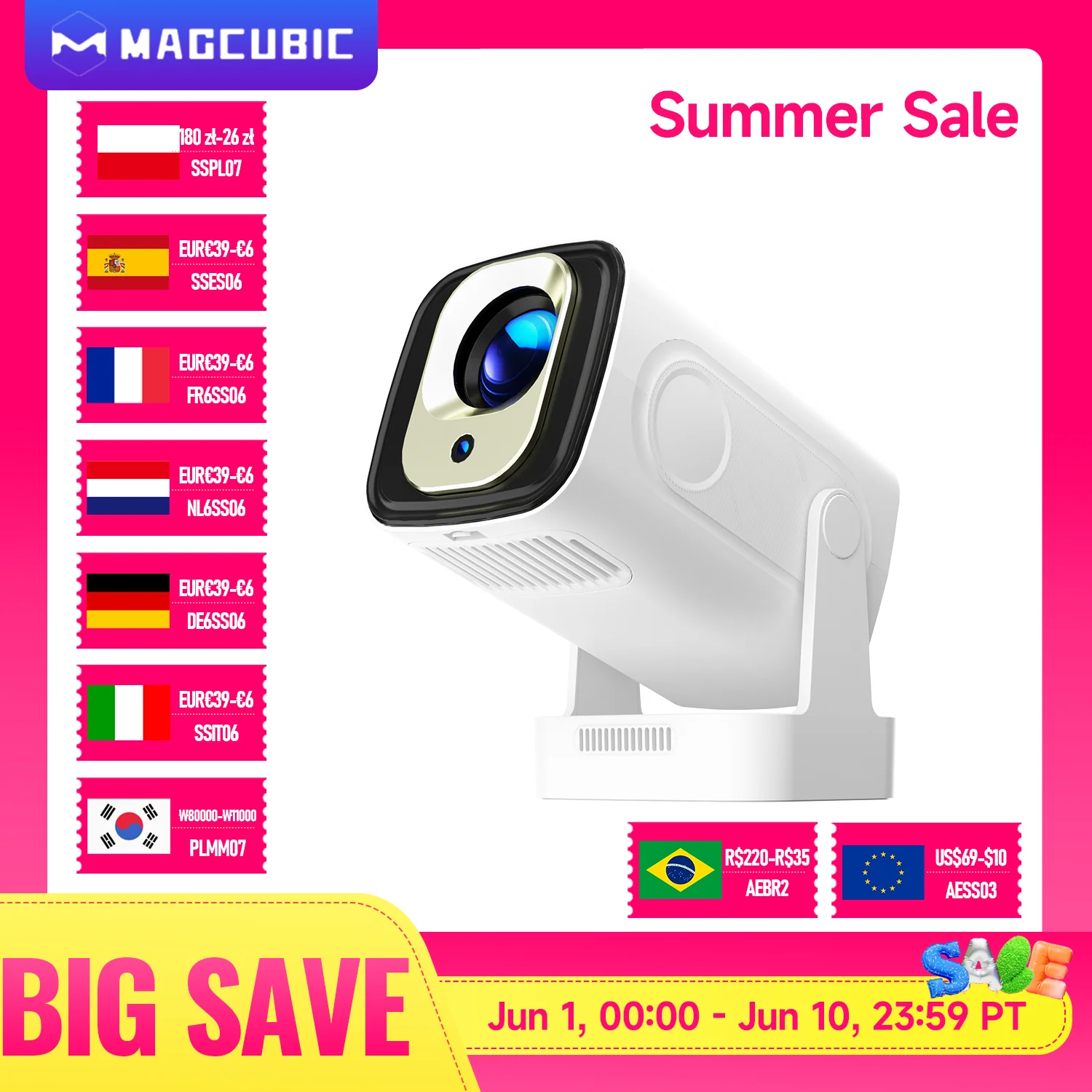 Magcubic HY310 Projector Auto Focus 4K Native 1080P 330ANSI Android11 5W Speaker Air Mouse Voice Assistant Upgrated HY300