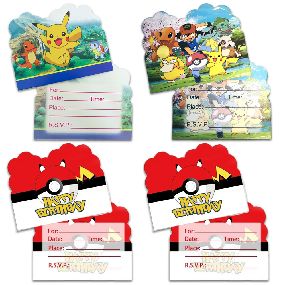 10-30 шт. MINISO Pokemon 14*11 см, пригласительные открытки с Пикачу на день рождения, украшения для детей, сувениры для мальчиков и девочек, принадлежности для детского душа